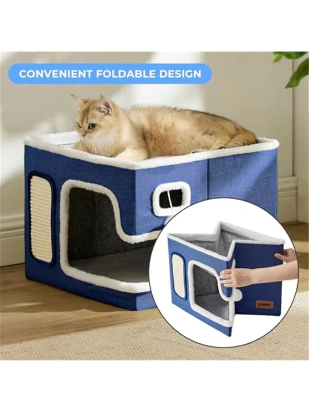 Cat House Indoor Cat Condo Hideaway Cube Scratcher Sisal Bed Furniture Protector